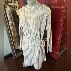 Ribbed wrap sweater dress